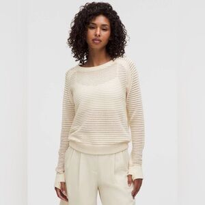 Lululemon Pointelle-Knit Cotton Sweater Light Ivory
